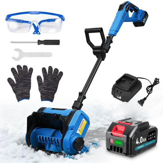 Wireless Snow Removal Power: YOFIDRA 12” Brushless Electric Snow Blower, 800W Motor, Dual 4.0Ah Batteries, 20Ft Snow Throw, High-Efficiency Clearing with Adjustable Handle