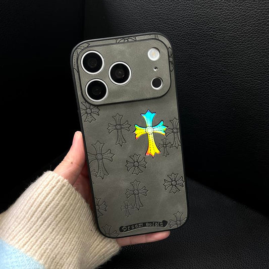 Cross-Patterned Laser Gradient Phone Case, Compatible with Iphone 17/16/15/14/13/12/11 Pro/Max/Air, Features a Slim-Fit Design with PU Leather and TPU Back Cover, Providing Drop Protection. Also Compatible with Iphone 16/15/14 Plus.