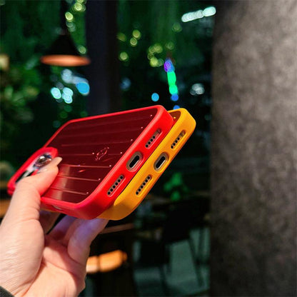 Aluminum Alloy Luggage Case for Iphone 16 Pro Max & 15 Cool 14 All-Inclusive Protective Phone Cover with Vertical Lines Design