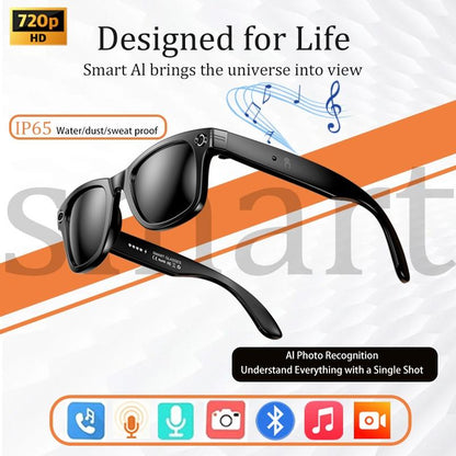 Ai Wireless Smart Glasses with Camera, Real-Time Translation, Bluetooth-Compatible Audio, Long Battery Life, Ip65 Waterproof, Travel Sports Outdoor Use