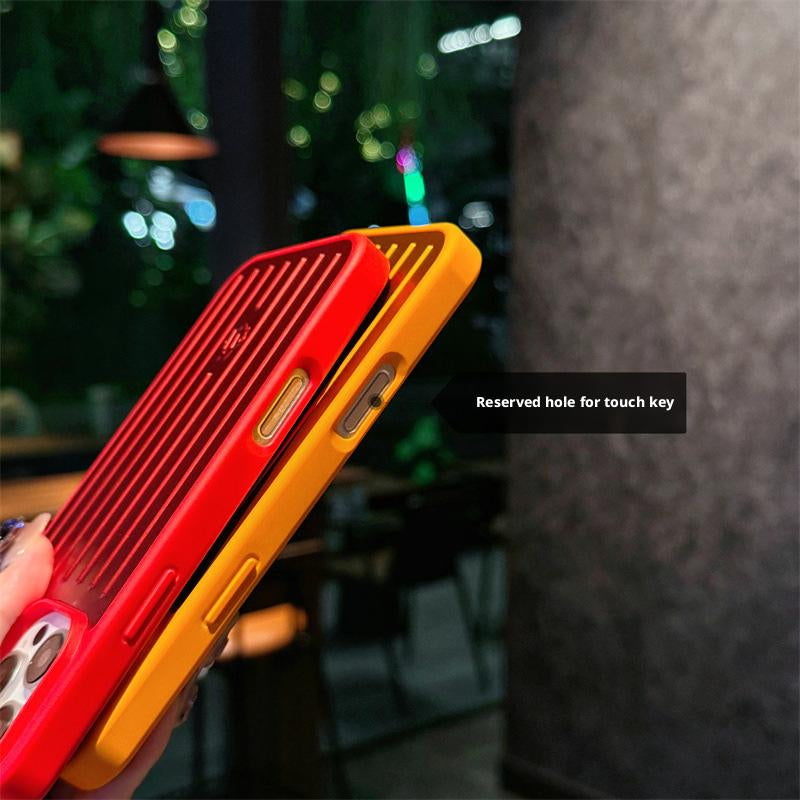 Aluminum Alloy Luggage Case for Iphone 16 Pro Max & 15 Cool 14 All-Inclusive Protective Phone Cover with Vertical Lines Design