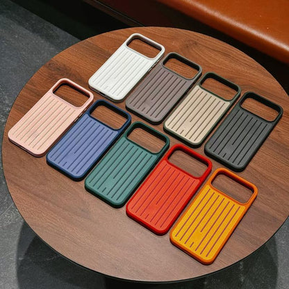 Aluminum Alloy Luggage Case for Iphone 16 Pro Max & 15 Cool 14 All-Inclusive Protective Phone Cover with Vertical Lines Design