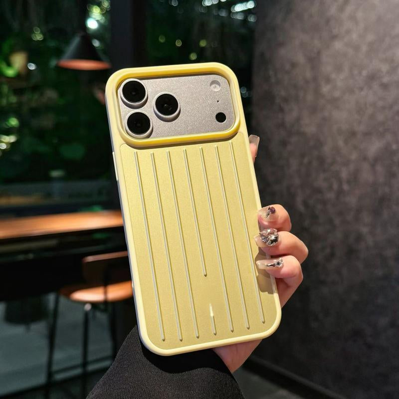 Aluminum Alloy Luggage Case for Iphone 16 Pro Max & 15 Cool 14 All-Inclusive Protective Phone Cover with Vertical Lines Design