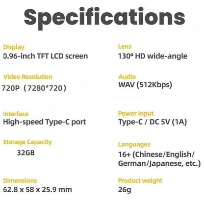 Creative Mini Portable Thumb Pocket Keychain Digital Camera with Flash, 130 Degree Wide Angle Lens, Includes 16GB Memory Card