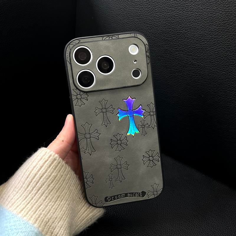 Cross-Patterned Laser Gradient Phone Case, Compatible with Iphone 17/16/15/14/13/12/11 Pro/Max/Air, Features a Slim-Fit Design with PU Leather and TPU Back Cover, Providing Drop Protection. Also Compatible with Iphone 16/15/14 Plus.