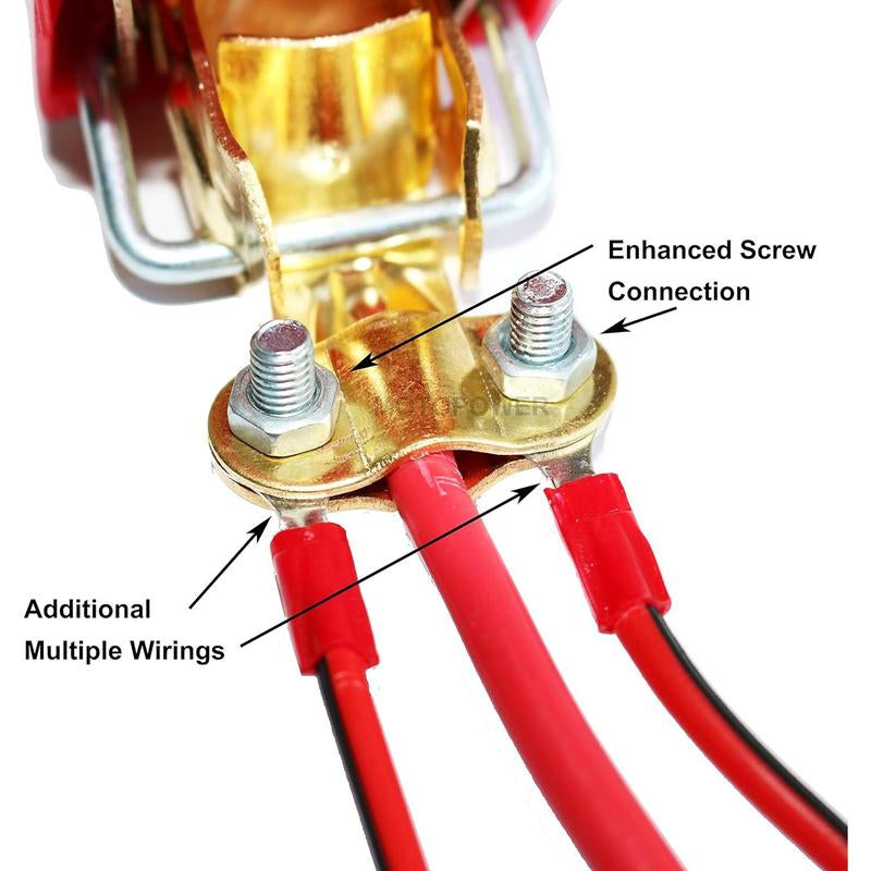 12V Universal Quick Release Battery Terminal Connectors – Top Post Battery Clamps with Red (+) & Blue (–) Covers, Positive & Negative for Car, Van, Caravan & Motorhome