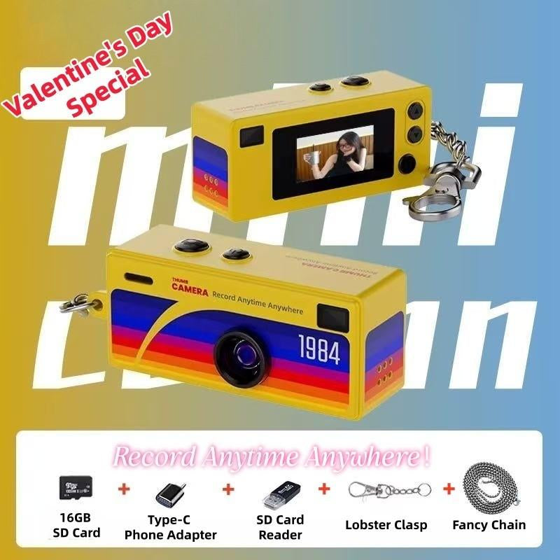 Creative Mini Portable Thumb Pocket Keychain Digital Camera with Flash, 130 Degree Wide Angle Lens, Includes 16GB Memory Card