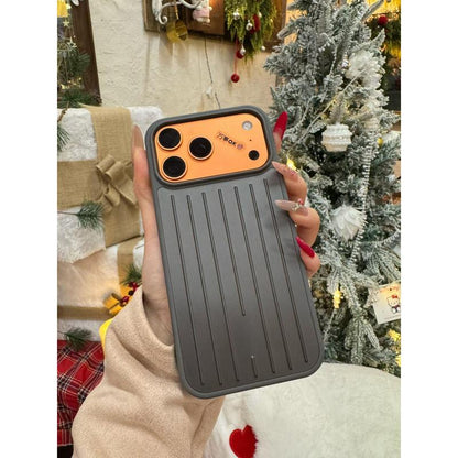 Aluminum Alloy Luggage Case for Iphone 16 Pro Max & 15 Cool 14 All-Inclusive Protective Phone Cover with Vertical Lines Design