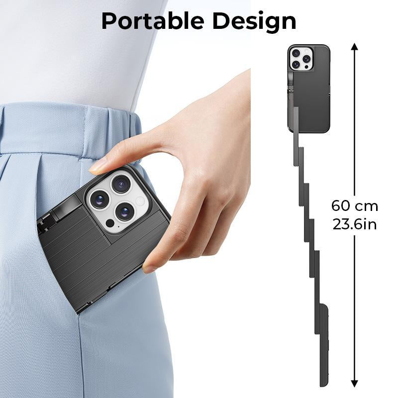 Concert Phone Case with Selfie Stick 3-In-1 Foldable Iphone Case Slim Vertical Design Rotatable Mount Bluetooth Remote Shooting Multi-Angle Rotation Folding Stand for Travel & Vlogging