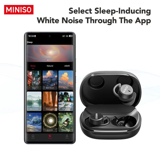 MINISO MS217 Wireless Earbuds Bluetooth 6.0 Headphones, Sleep Earbuds, Waterproof Wireless Earphones, Mini Invisible in Ear Earbuds, Suitable for Office, Sports, Sleeping, Study and Audio Calls, Built in Microphone, Gaming Bluetooth Headphones