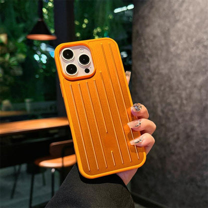 Aluminum Alloy Luggage Case for Iphone 16 Pro Max & 15 Cool 14 All-Inclusive Protective Phone Cover with Vertical Lines Design